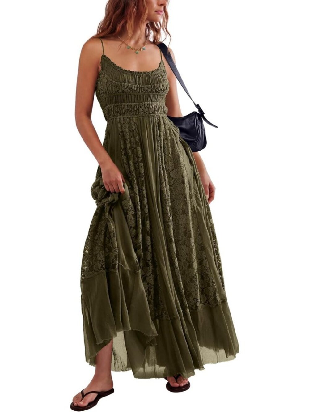 Bohemian Maxi Dress for Women | Casual Lace Floral Embroidered A-Line Beach